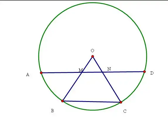 圆o的内接正十边形abcd·······中,ad分别交ob,oc于点m,n.