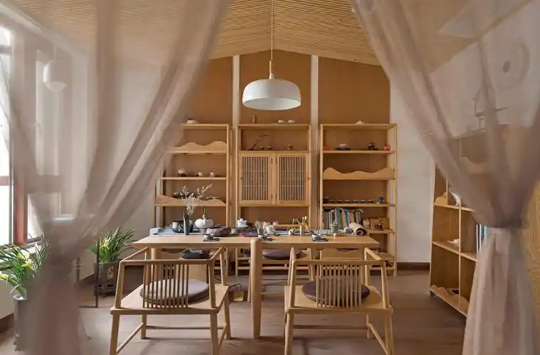 大户型中式装修茶室效果图