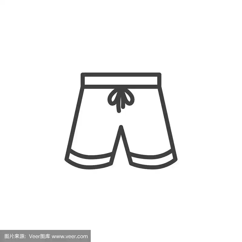 短裤,海滩,线图标,运动,泳装