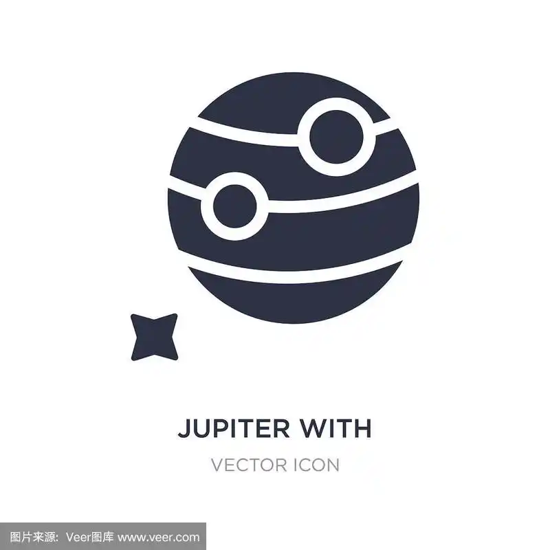 白色背景上有卫星图标的木星