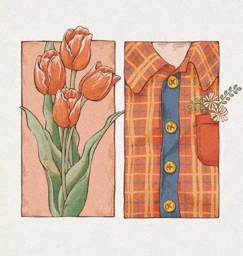 一组暖色调插画