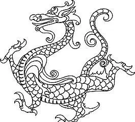 龙纹 中华传统 花纹 黑白 装饰 ai