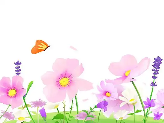 粉色手绘卡通小清新花朵花草花丛春天元素png素材