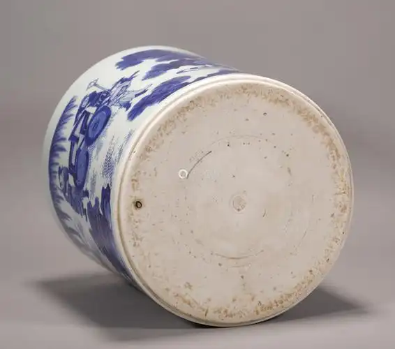 清康熙青花人物笔筒