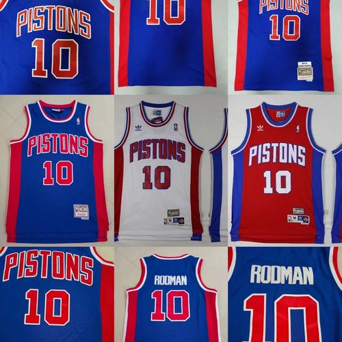 nba活塞队10号罗德曼刺绣球衣高街潮男美式训练服篮球服网眼透气