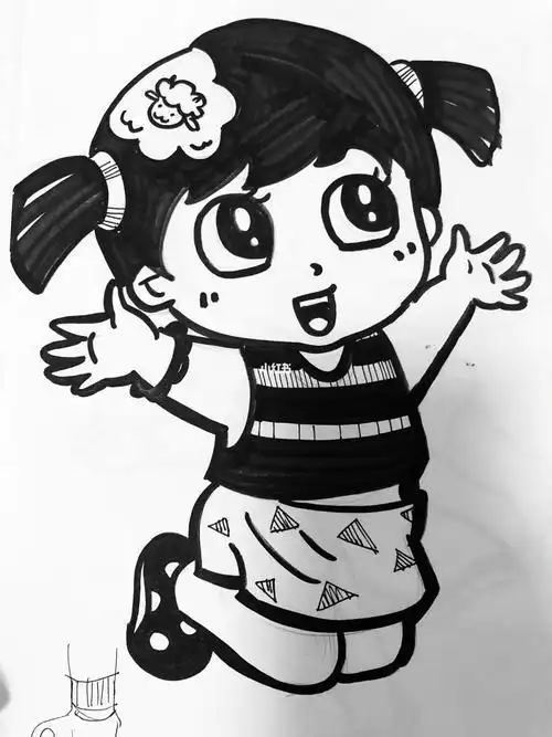 幼师人物黑白简笔画