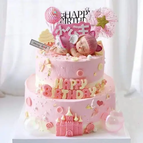 创意网红双层生日蛋糕女孩百日周岁女友蛋糕济南新鲜生日蛋糕