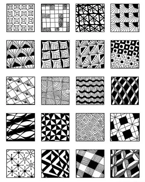 黑白线描装饰画纹样素材装饰画简笔画手绘画画简