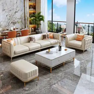 美式轻奢真皮沙发