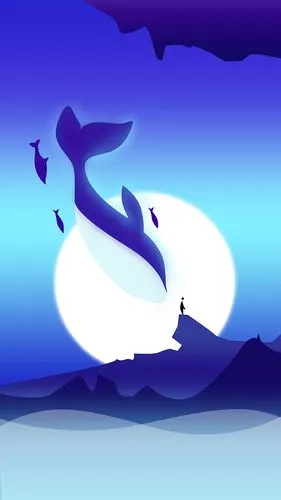 扁平风插画北冥有鱼,其名为鲲