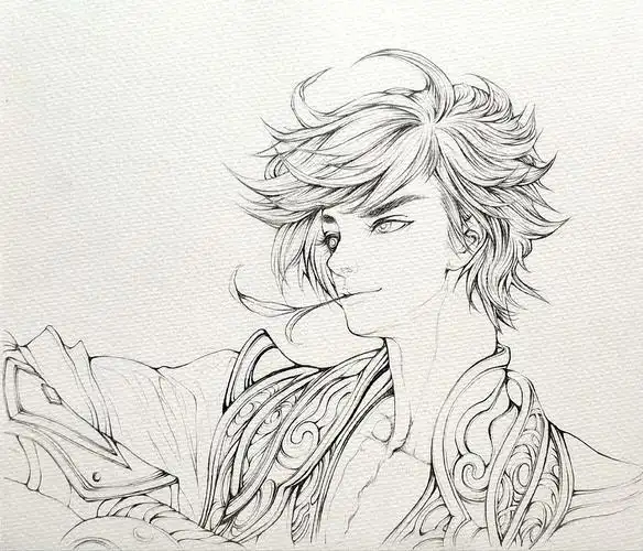 王者荣耀李白水彩线稿