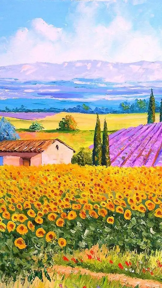 法国田园风光油画手机壁纸