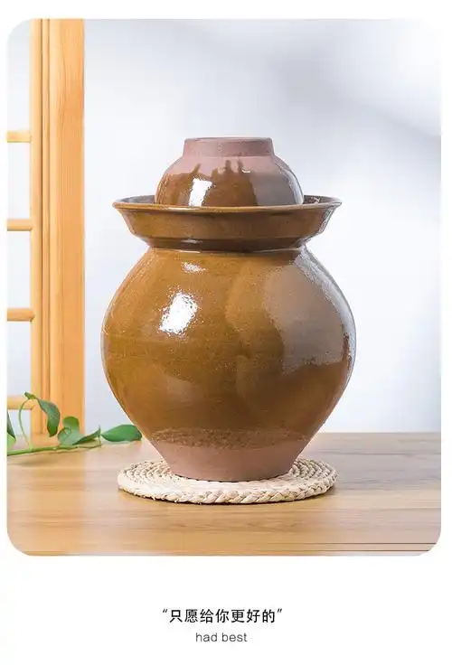 四川泡菜坛子家用土陶酸菜坛加厚腌菜泡菜坛陶瓷菜罐坛老式 50斤青釉