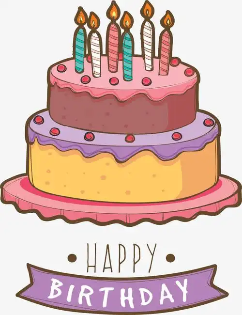 手绘粉色可爱生日蛋糕