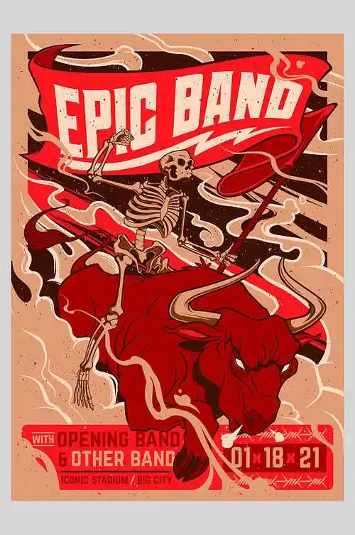 红色创意摇滚说唱海报