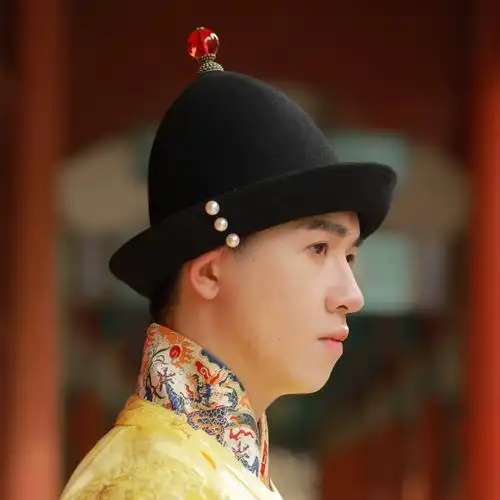 乌衣巷帽子汉服古代珍珠手工明制帽檐毡帽皇帝汉服服配