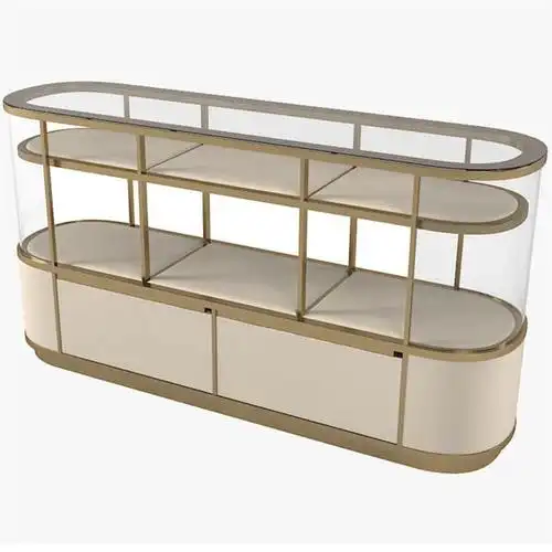 轻奢不锈钢柜台展示柜_意式不锈钢玻璃展柜