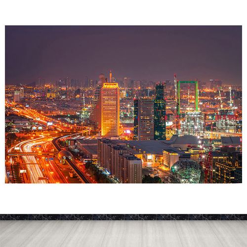 城市夜景风景画客厅卧室背景墙贴装饰画高楼大厦海报自粘壁画定制