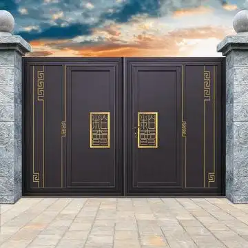 防盗双开铝合金门花园门庭院门街门封板铝艺门中式电动别墅大门