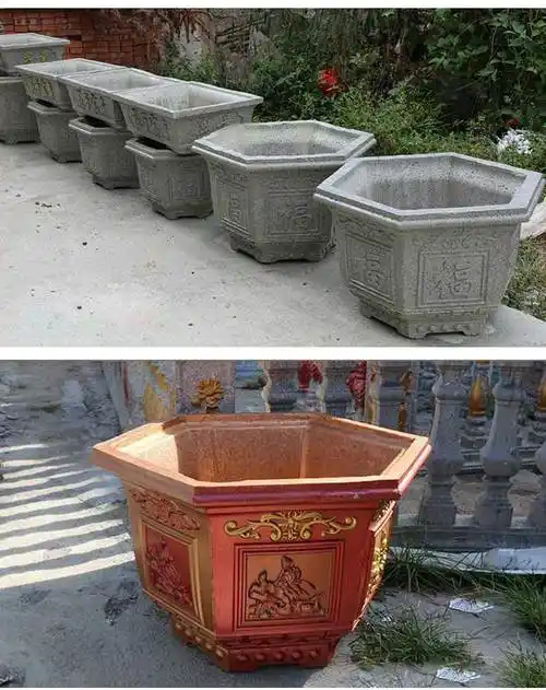 模具水泥盆自制大码模型塑料花盘种树大号方形园林盆景20公分六角福字