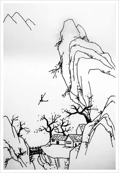 大自然山水风景画简笔画