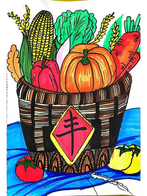 果蔬大丰收层叠关系#创意美术儿童画  #少儿美术  #创意儿童画