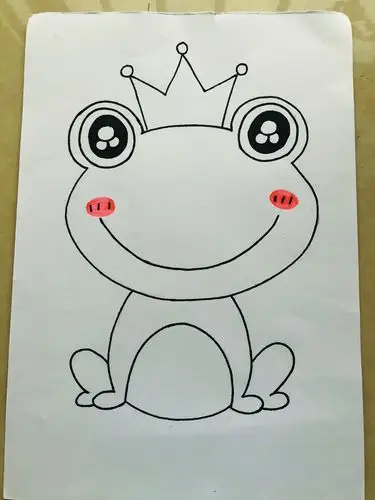 接下来我们要开始给涂色啦!首先,给青蛙的脸上涂上粉色的小脸蛋.