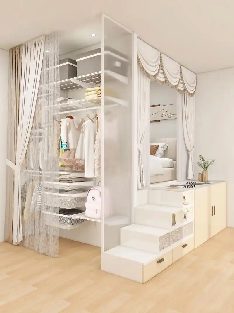 地台床 床尾衣柜,硬是隔出一间房!