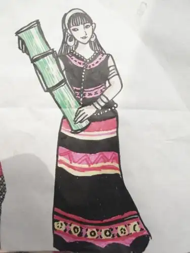 佤族姑娘简笔画