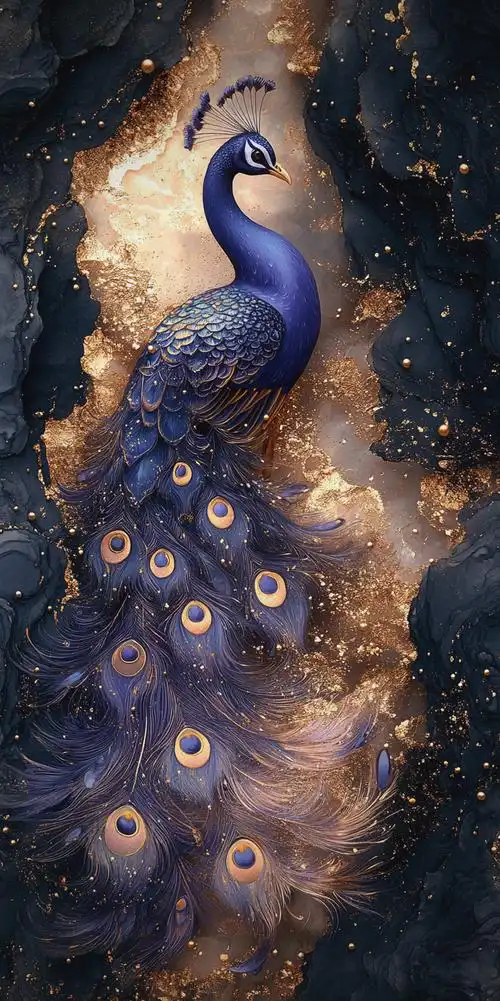 惊艳无比的锁屏壁纸,展现蓝金孔雀的非凡之美