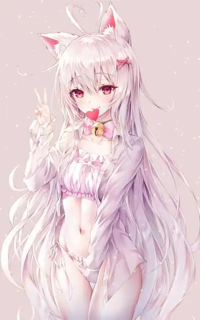 长发,少女,粉色长发,猫耳