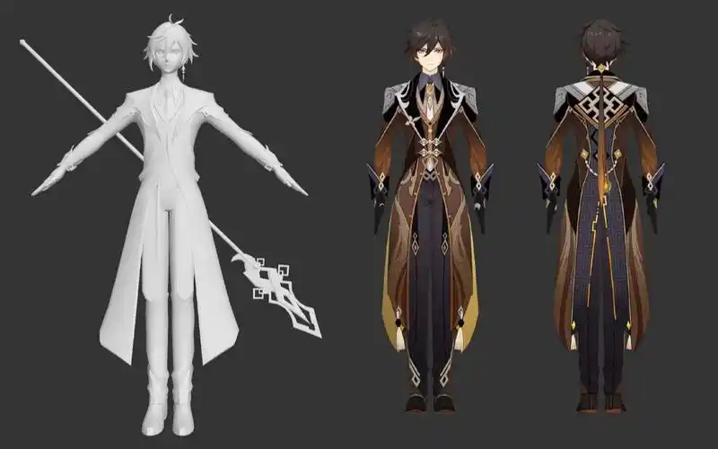 【3dmax人物建模】原神"钟离"角色建模详细教程 3d游戏人物模型人体