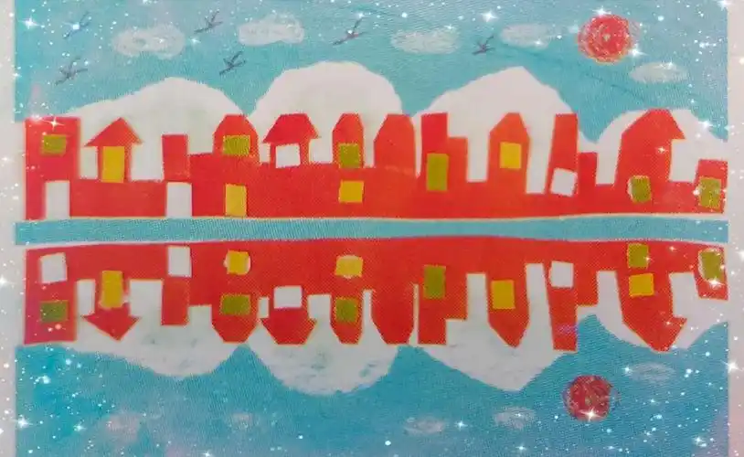 育英幼儿园大一班小小达芬奇美术【水中倒影】