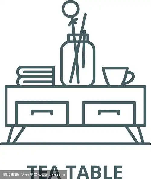 茶几线条图标线性概念