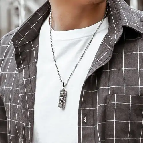 罗泰老银匠男士真言六字东西打开吊坠空心嘎乌盒纯银项坠