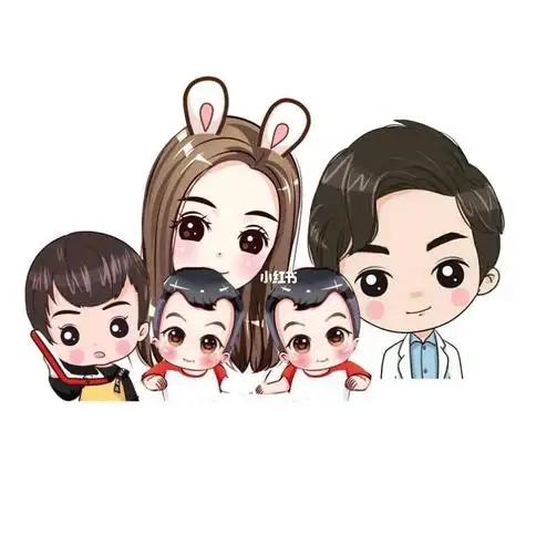 一家五口全家福手绘头像,漫画卡通头像_头像_全家福_卡通头像_手绘