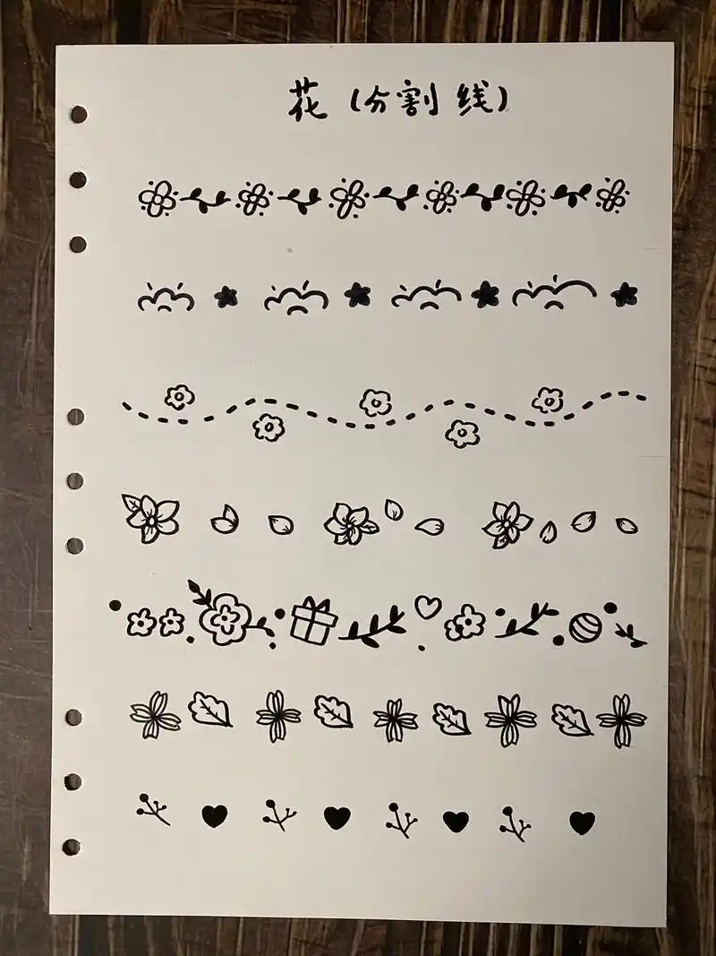 简笔画|超简单花边手帐分割线装饰边框素材.#简笔画 #每日一 - 抖音