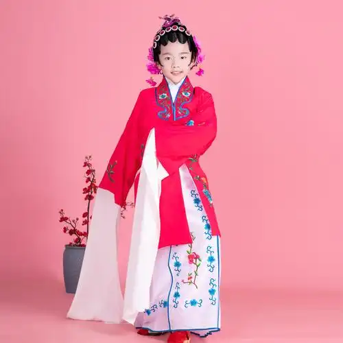 京剧服装儿童戏服小花旦演出服中国风昆曲豫剧新年越剧樱花粉衣服全套