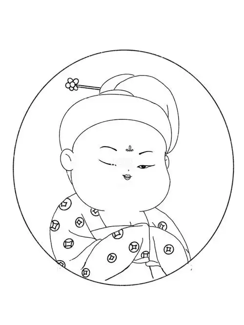 唐代仕女q版线稿