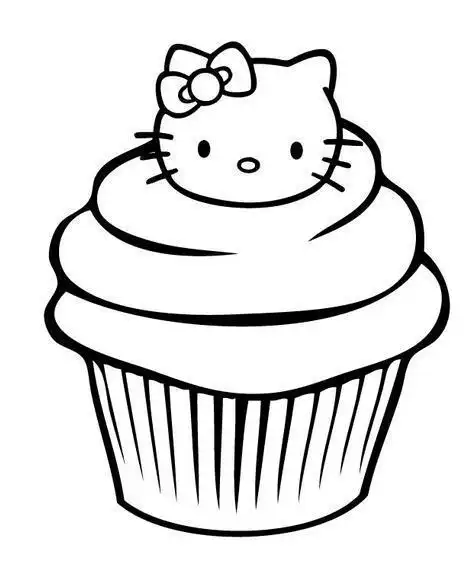 猫咪吃冰激凌的简笔画