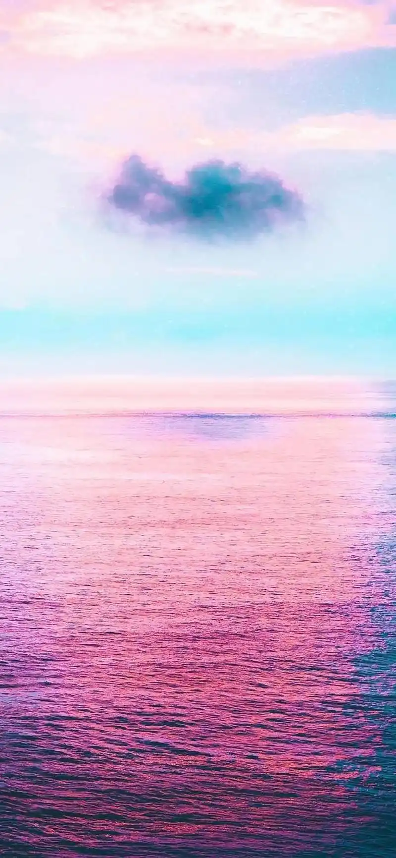 落日余晖,粉色大海