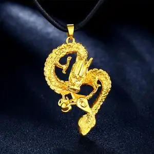 999黄金项链男士24k纯金吊坠霸气龙头足金坠3d硬生日礼物送男朋友