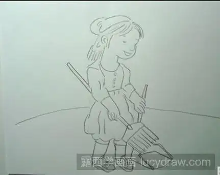 教你画扫地的小女孩