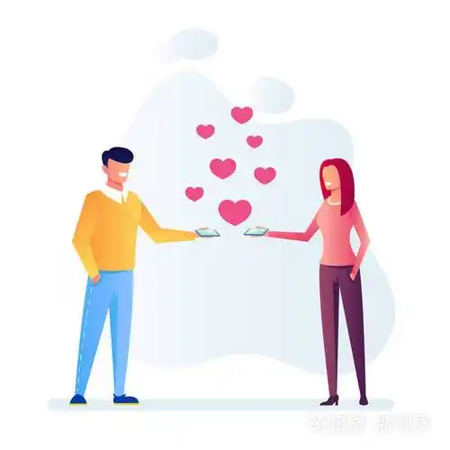 两个人用户通过智能手机互联网进行男女角色对话讨论.