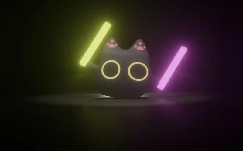 挥动着荧光棒的黑猫用blender低仿魔性表情包