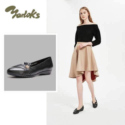 yarloks/雅乐士2020新款女鞋休闲单鞋复古鞋面蝴蝶结 10221021