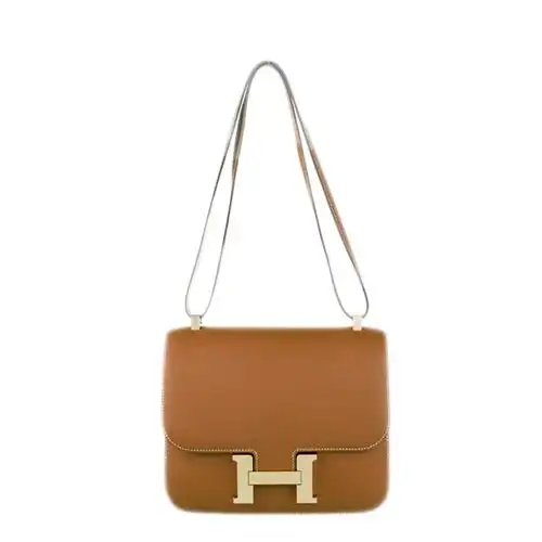 hermes爱马仕女士金棕色epsom皮革h金扣z刻康康19斜挎单肩包h056347cc