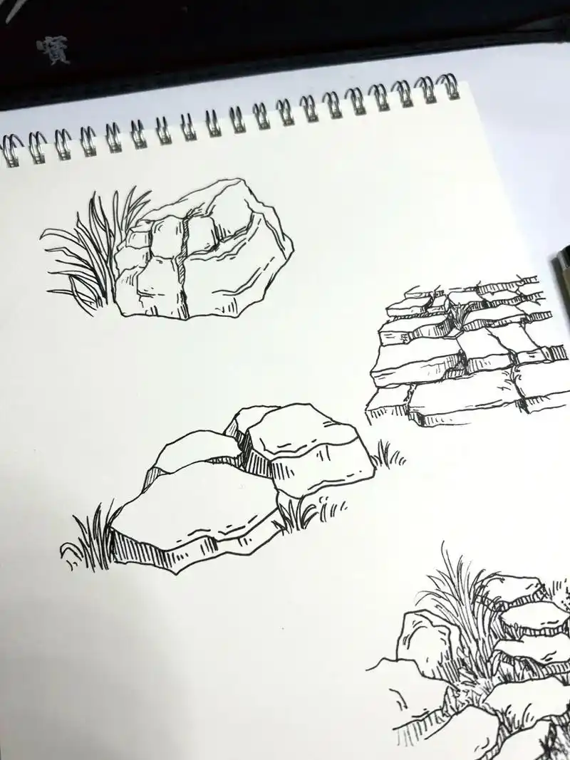 速写|石头的画法