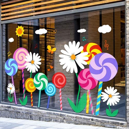 幼儿园环创材料装饰玻璃门贴纸窗户贴双面卡通玻璃贴纸画教室布置