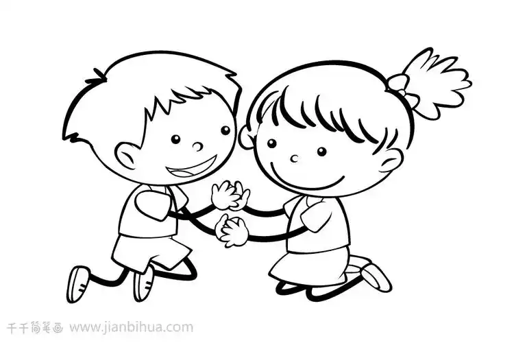 拍手的小朋友简笔画